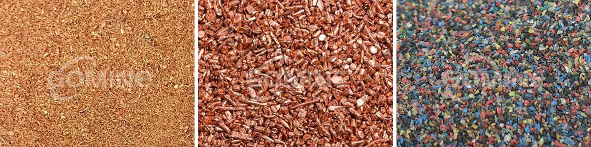 copper granules and plastic granules